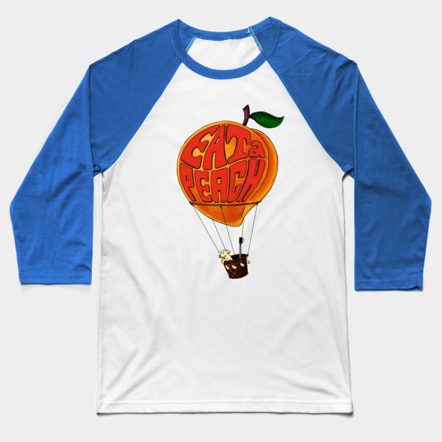 Eat a Peach Baseball T-Shirt by ogeraldinez